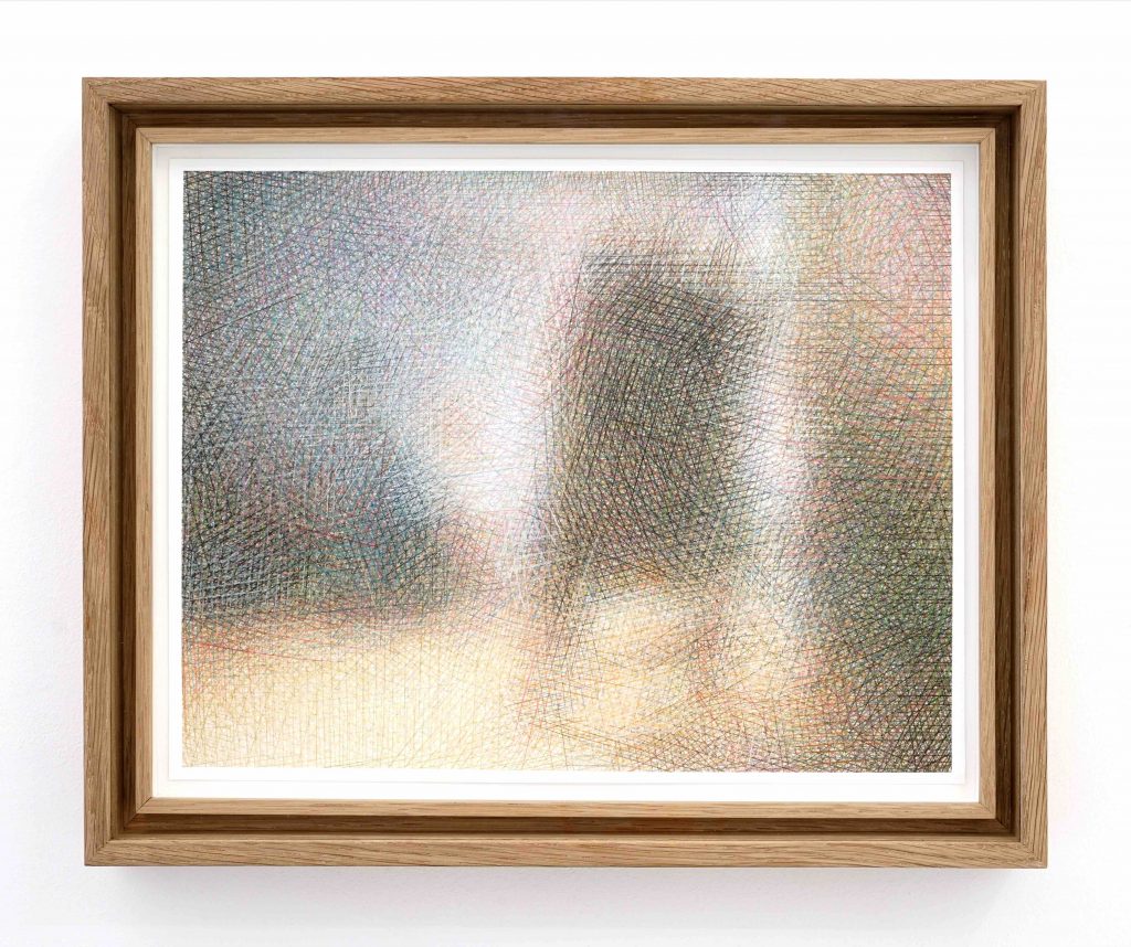 Sławomir Elsner, Artist in his Studio, Farbstift auf Papier, 24,8 x 31,7 cm, 2020 (nach Rembrandt, Museum of Fine Arts, Boston), courtesy Lullin+Ferrari Zurich